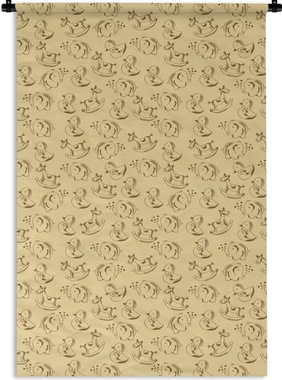 Wandkleed - Wanddoek - Speelgoed - Dieren - Hobbelpaard - Patroon - 120x180 cm - Wandtapijt
