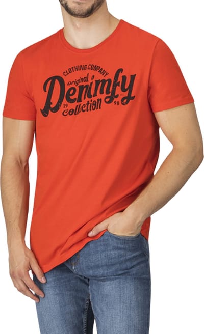 DENIMFY Heren T-Shirt DFNuri regular fit Rood S Ronde Hals Volwassenen t shirt heren met print