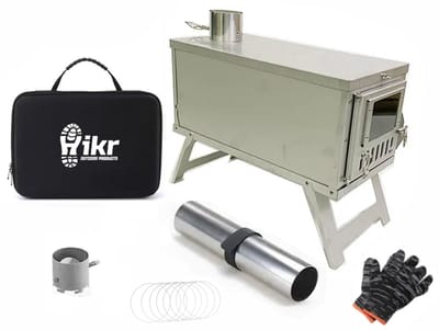Hikr® Tentkachel - Outdoor tent verwarming - RVS SUS304 lichtgewicht - Kampeer kachel hout - Mini houtkachel vrijstaand - Draagbare kachel met pijp