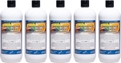 Showerscrub Sweet Orange & Cedarwood 1 liter - set van 5 stuks - verfrissende scrubgel - exfoliërende bodyscrub