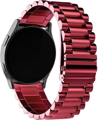 Strap-it Stalen schakel bandje 22mm - RVS bandje geschikt voor Samsung Galaxy Watch 46mm / Galaxy Watch 3 45mm / Gear S3 Classic & Frontier - Amazfit GTR 47mm / GTR 2 / GTR 3 - Pro - OnePlus Watch - rood