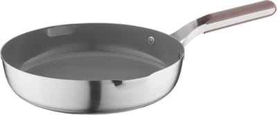BergHOFF Home Elements Koekenpan Ø 28 cm - PFAS-Vrije Antikleefpan– RVS Braadpan – Keramische Anti-aanbaklaag Bakpan – Geschikt voor Inductie, Gas, Elektrisch en Keramisch – Ovenbestendige Biefstukpan tot 180 °C – Aubergine