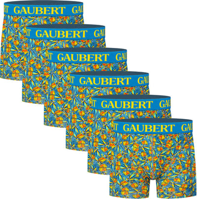 Boxershorts met print | Katoen | Merk: Gaubert | Kleur: Blauw | Ananas | Heren | 6 stuks