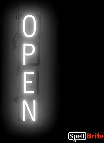 O P E N - Lichtreclame Neon LED bord verlicht | SpellBrite | 15 x 83 cm | 6 Dimstanden - 8 Lichtanimaties | Reclamebord neon verlichting