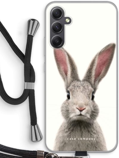 Case Company® - Hoesje met koord geschikt voor Samsung Galaxy A34 hoesje met Koord - Daisy - Telefoonhoesje met Zwart Koord - Bescherming aan alle Kanten en Over de Schermrand