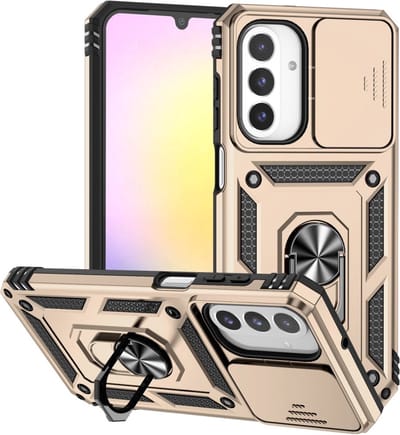 Coverup Hoesje - Geschikt voor Samsung Galaxy A17 / A26 Hoesje - Coverup Armor Ring Kickstand Back Cover met Camera Shield - Goud