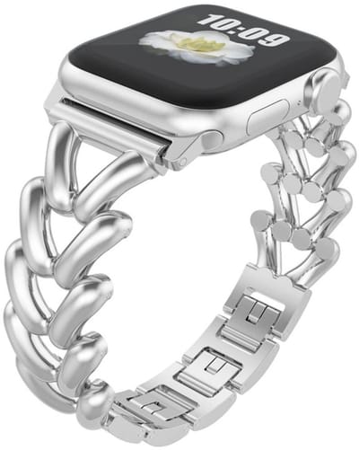Luxe RVS bandje - geschikt voor Apple Watch 1/2/3/4/5/6/7/8/9/10/11/ SE (1,2,3) met maat 38 mm / 40 mm / 41 mm en 42 mm (Watch 10/11) - stalen schakel bandje - zilver