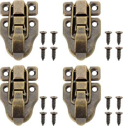 Meubelsloten - 10 stuks Houten doosversluitingen, Retro doos- en kistversluitingsluitingen, met schroeven, Kleine retro versluitingen voor juwelenkasten, kisten, valiezen