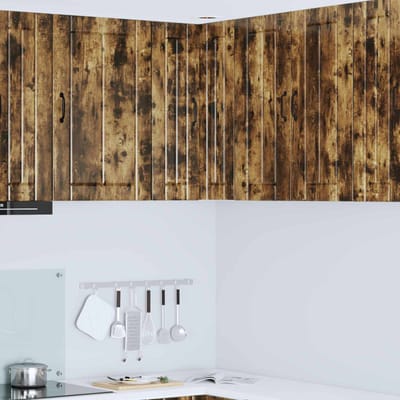 vidaXL - Wandhoekkast - LUCCA - Gerookt - eiken - 57 - x - 57 - x - 80 - cm - Bewerkt - hout