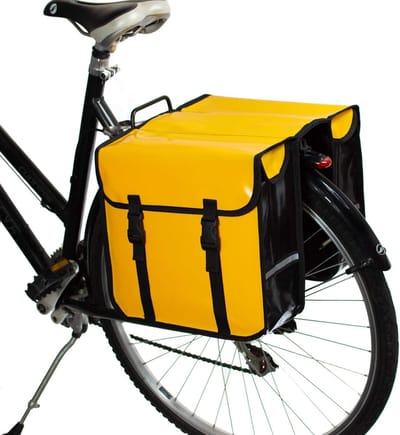 Famanu - Waterdichte klassieke dubbele fietstas fiets fietsen fietsen winkelen (Geel)