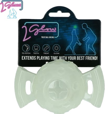 2 Glow Treat ball on call - Hondenspeelgoed - Kauwspeeltje - TPR Rubber - 13 x 7,5 x 7,5 cm - Glow in the dark