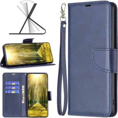 MobyDefend Hoesje - Geschikt voor Motorola Moto G34 - Wallet Book Case Met Koord - Blauw