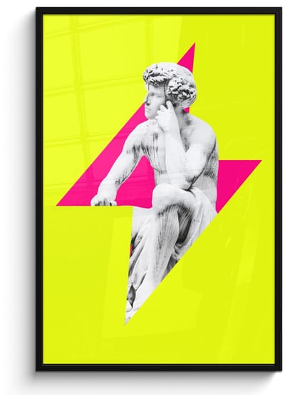 Poster in lijst - Fotolijst 80x120 cm - Posters - Beeld - Man - Bliksemschicht - Geel - Posterlijst zwart - Decoratie - Wanddecoratie woonkamer - Muurdecoratie slaapkamer