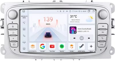 Autoradio met bluetooth - Carplay - Voor Ford Focus, S-Max, Mondeo, Galaxy, C-Max, Kuga - Geschikt voor Apple en Android - Stereo - Navigatie - Navigatiesysteem auto - 8GB 128GB - 7"