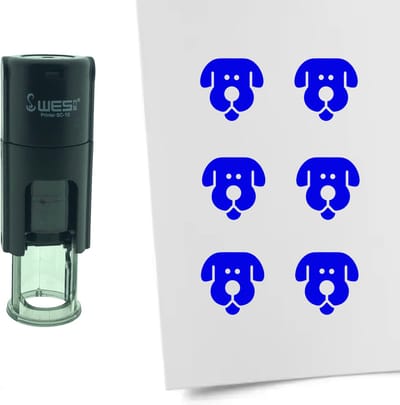 CombiCraft Stempel Hond 10mm rond - blauwe inkt