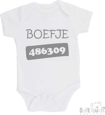 100% Katoenen Romper "Boefje 486309" Unisex Katoen Wit/grijs Maat 68/74