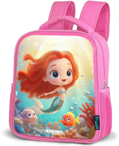 NoBoringSuitcases.com® - Rugzak roze - Schooltas meisjes - Zeemeermin - Vissen - Koraal - Kinder rugtas meisje - Boekentas kind - Kinderrugzak voor school - Schoolrugzak