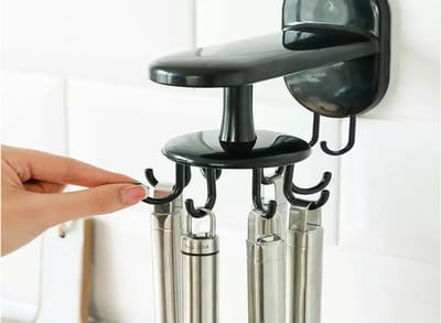 Borvat® | Keuken | organizer | 8 haken | roterend | keukengerei | houder | lepels | zelfklevend | Zwart | Keukenorganizer