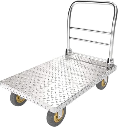 Platformwagen - Steekwagen Duwkar - Zware Lasten Verplaatsen - Opvouwbaar Stevig Ontwerp - Tot 500 kg - Zilver