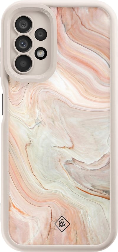 Casimoda® hoesje - Geschikt voor Samsung Galaxy A13 4G - Marmer Waves - Zwart TPU Backcover - Water - Bruin/beige