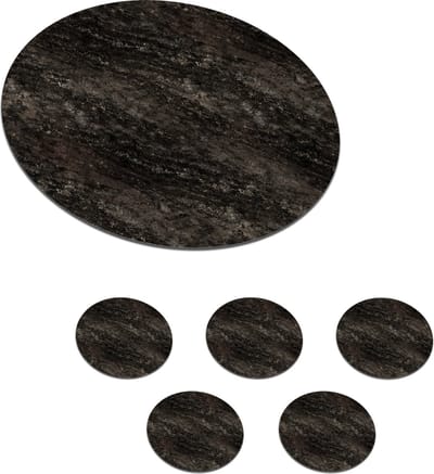 Onderzetters voor glazen - Rond - Graniet - Marmer - Patronen - Zwart - 10x10 cm - Glasonderzetters - 6 stuks