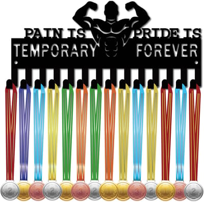 OmGoods - Dailygoody - Bodybuilding medaillehouder - Medaillehangers display - Sport opknoping awards - Zwart - Kleine metalen muurbeugel - 14 haken - Geschikt .