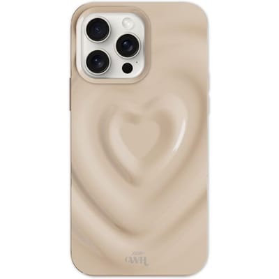 xoxo Wildhearts Biggest Love Creme telefoonhoesje - Geschikt voor iPhone 16 Pro - Heart case - Hoesje met hartjes patroon - Case met hart - telefoonhoesje met camera bumper - Creme / Beige
