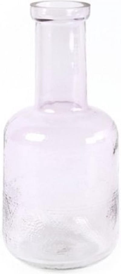 Glazen Fles - Vaas in licht lila - roze "Edina" - hoogte 27 cm - geslepen glas