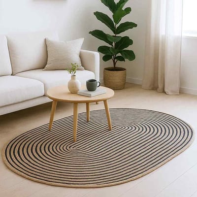 vidaXL - Gebied - Tapijt - Naturel - en - Zwart - 122 - x - 183 - cm - Jute