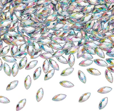 800PCS Paard Oogvormige Rhinestones 15x7mm Duidelijke AB Flatback Strass Steentjes voor DIY Creatieve Projecten, Kleding Versiering en Kostuum Decoratie