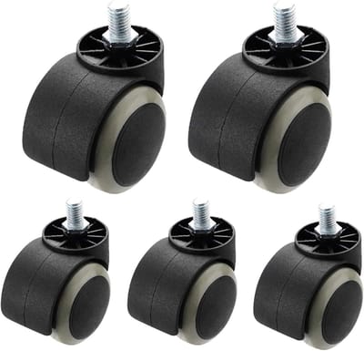 Meubelwielen Met Rem - Zwenkwielen Stoel - Vloer Bescherming - Stille Nylon Wielen - 50mm Diameter - Grijs
