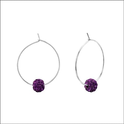 Aramat Jewels | Oorringen | Stijlvolle Zilveren Oorringen met Kristal Kralen | Paars | |6mm | Zilver | Volwassenen | Verkleurd niet