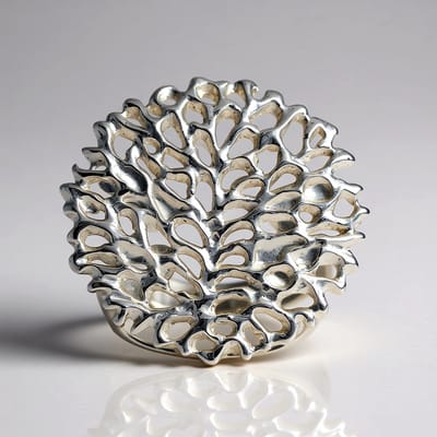 Cavill - Zilveren ring - 925 sterling zilver - Opengewerkt filigraan koraal patroon - Handgemaakt - Elegante dames ring 17/18