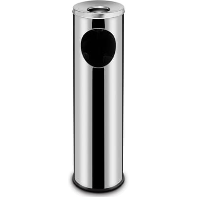 HENDI Afvalbak met asbak – roestvast staal – 15L – anti-slip bodem – gepolijst – ø200x(H)700mm