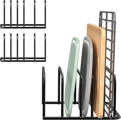 Famanu – 2 stuks snijplank houder, bordhouder lade met 5 sleuven, snijplankbevestiging, plankhouder keuken, keuken organizer, voor snijplanken, bakplaten, dienbladen