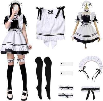 Anime Franse Dienstmeisjes Outfit voor Halloween, Schattige Cosplay Jurk voor Dames en Meisjes