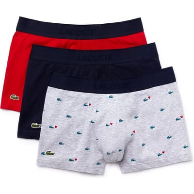 Lacoste - Maat XS - Heren 3-pack Trunk - Navy Blue/Silver Chine
