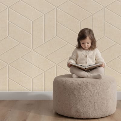 Wandpaneel vilt, kubus, beige – 2950 x 1200 mm | 9mm dik | Verbetert de akoestiek | Eenvoudige montage | Wanddecoratie