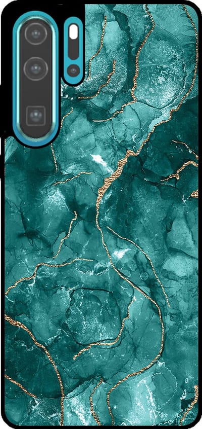 Smartphonica Telefoonhoesje Geschikt voor Huawei P30 Pro met marmer opdruk - TPU backcover case marble design - Goud Groen geschikt voor Huawei P30 Pro