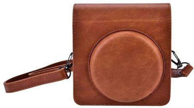 Shopcentral - PU leather camera bag - Camera bescherming - Bruin - Handig voor onderweg - Geschikt voor Instax SQ6 - Compacte tas met schouderriem