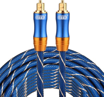 By Qubix - ETK Digital Toslink Optical kabel 10 meter - audio male to male - Optische kabel BLUE series - Blauw audiokabel soundbar