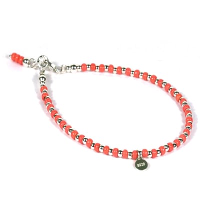 Heaven Eleven - meisjes - Enkelbandjes - zilver - 925 - oranje - 1mm - 19cm