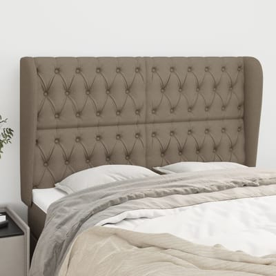 vidaXL - Hoofdbord - met - randen - 147x23x118/128 - cm - stof - taupe