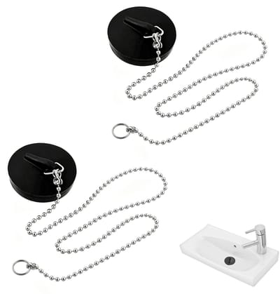 Dailygoods- Afvoerstop 2 Stuks - Gootsteenstop - Badstop - Rubber - 40-45 mm - Met 40 cm Ketting - Verzegeling tegen Lekken - Afvoerplug
