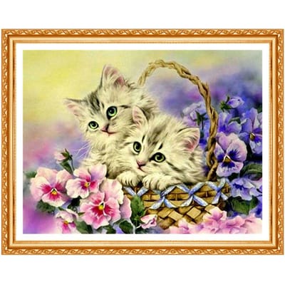 Diamant borduurwerk dieren kat 5d diy diamant schilderij volledige ronde nieuwkomers diamant ronde 20X30CM gray