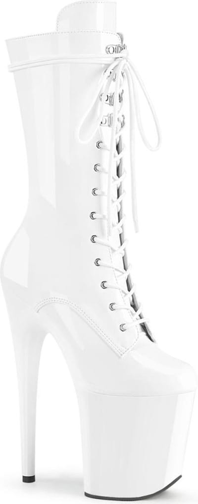 Pleaser - FLAMINGO-1050 Plateau Laarzen - Paaldans schoenen - 35 Shoes - Wit