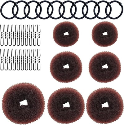 Complete set voor het maken van haarknotten - 37 stuks met knotkussens, elastische haarbanden en U-vormige haarspelden voor perfecte kapsels