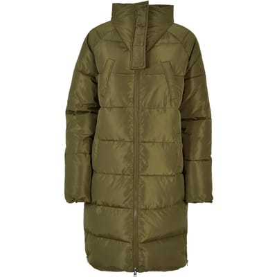 Urban Classics - High Neck Puffer winterjas - XS - Olijfgroen