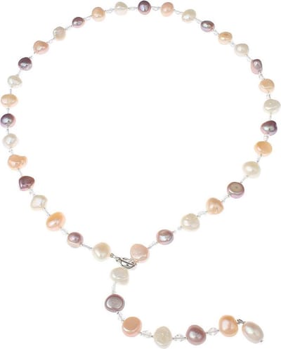 Zoetwater parelketting Adjustable Pearl Soft Colors - echte parels - multi color - wit - roze - zalm - verstelbare ketting - lange ketting - ketting met hanger - luxe sieraden zakje - parelketting dames