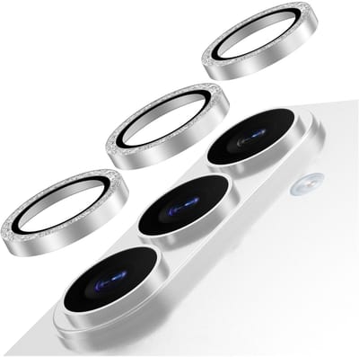 AVY Camera Lens Protector Rings | Geschikt voor Samsung Galaxy S26 | Camera Lens Protector Glas | Schokbestendig | Krasbestendig | met Applicator | Glitter Zilver